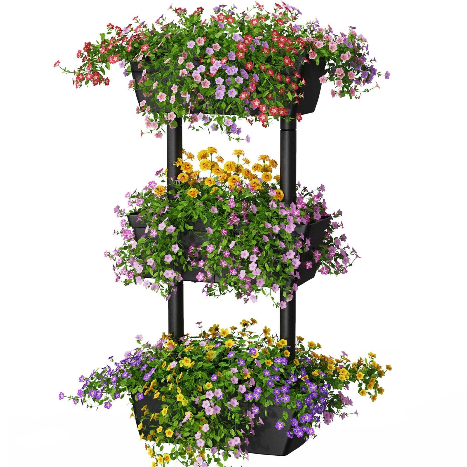3-Tier Freestanding Vertical Plant Stand for Gardening and Planting Use, Black - Gallery Canada