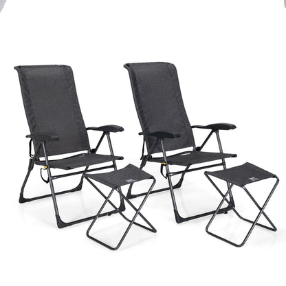 4-Piece Adjustable Back Folding Dining Chair Ottoman Set, Gray Patio Dining Chairs Gray at Gallery Canada