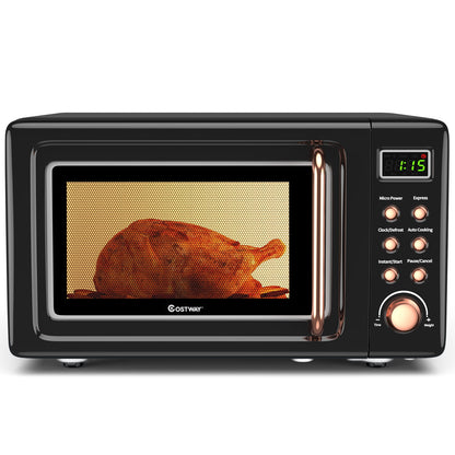700W Retro Countertop Microwave Oven with 5 Micro Power and Auto Cooking Function, Golden Toaster Ovens at Gallery Canada