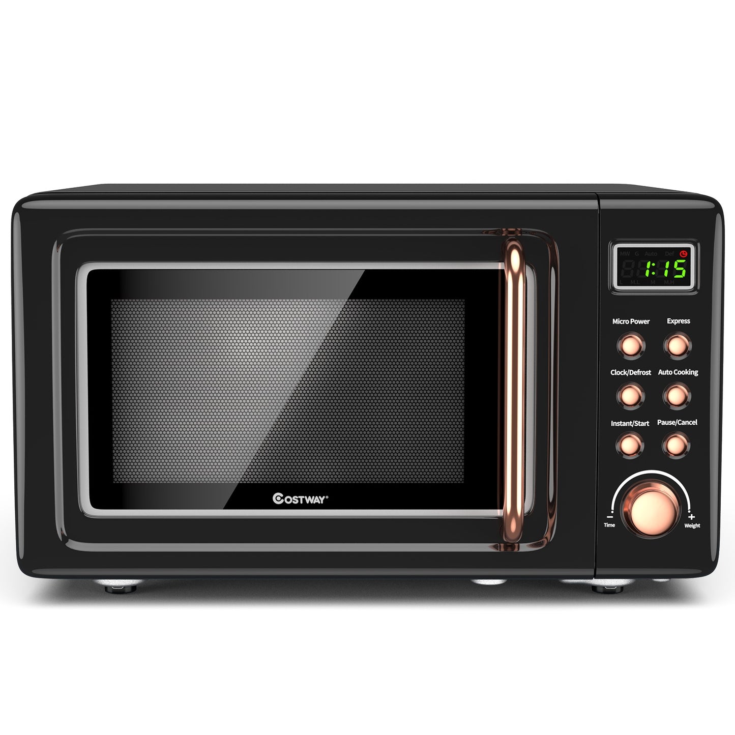 700W Retro Countertop Microwave Oven with 5 Micro Power and Auto Cooking Function, Golden Toaster Ovens at Gallery Canada