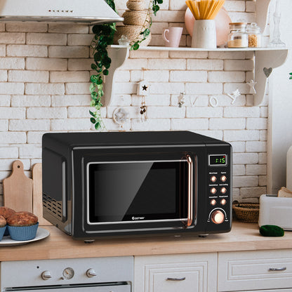 700W Retro Countertop Microwave Oven with 5 Micro Power and Auto Cooking Function, Golden Toaster Ovens at Gallery Canada
