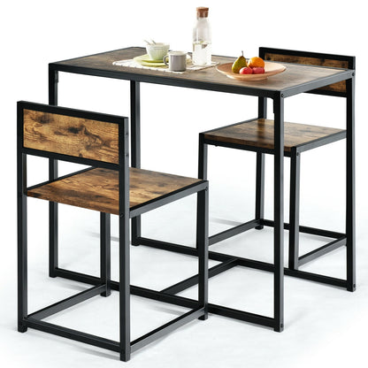 3 Pcs Dining Set, Compact Table and 2 Chairs, Metal Frame, Small Space Dining Room Sets Coffee at Gallery Canada