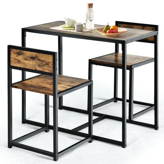 3 Pcs Dining Set, Compact Table and 2 Chairs, Metal Frame, Small Space Dining Room Sets Coffee at Gallery Canada