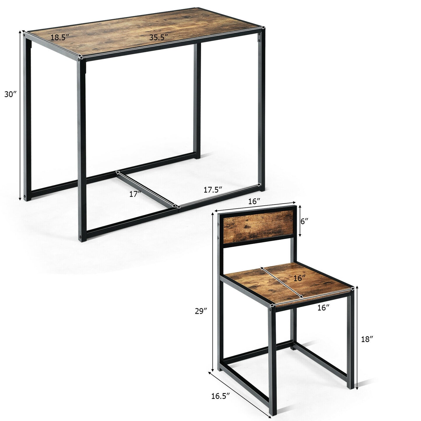 3 Pcs Dining Set, Compact Table and 2 Chairs, Metal Frame, Small Space Dining Room Sets at Gallery Canada