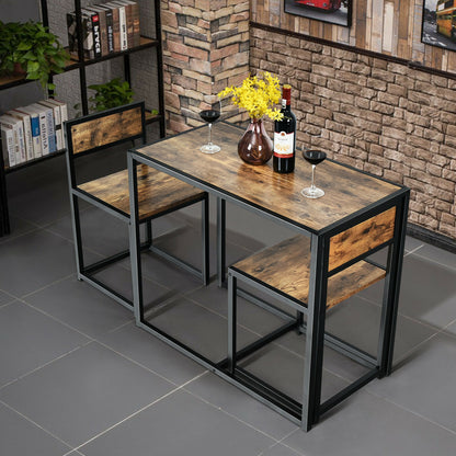 3 Pcs Dining Set, Compact Table and 2 Chairs, Metal Frame, Small Space Dining Room Sets at Gallery Canada