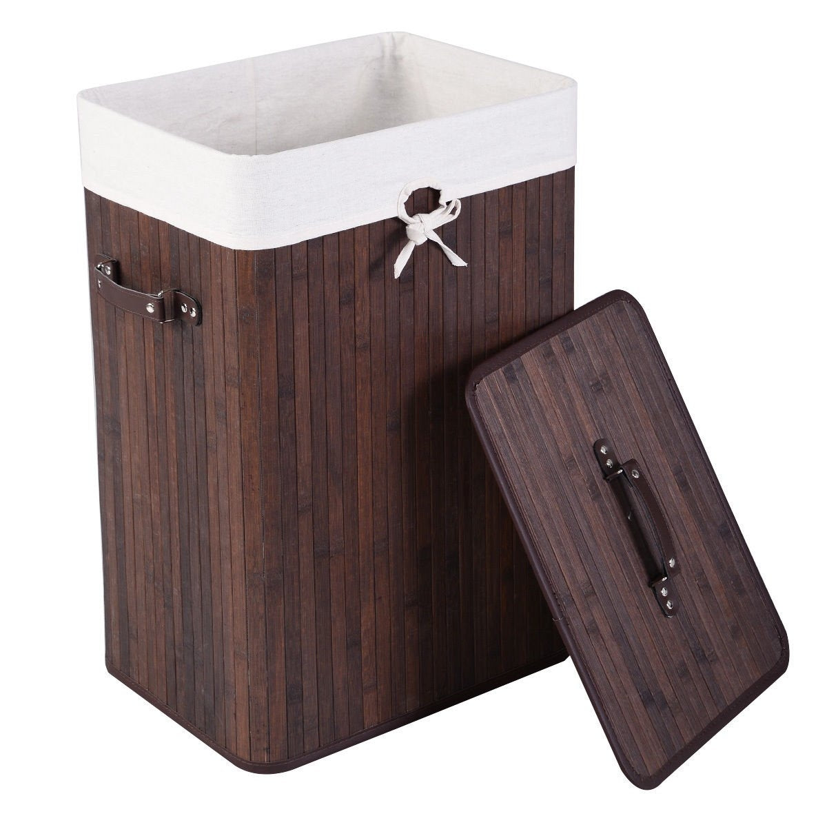 Bamboo Laundry Hamper, Rectangle, Brown Laundry Baskets at Gallery Canada