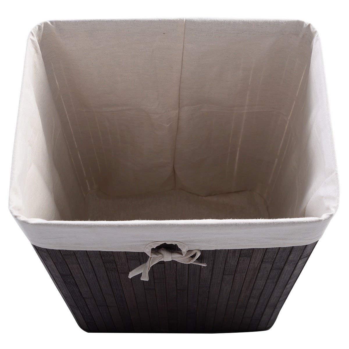 Rectangle Bamboo Hamper Laundry Basket Washing Cloth Bin Storage Bag Lid, Brown - Gallery Canada