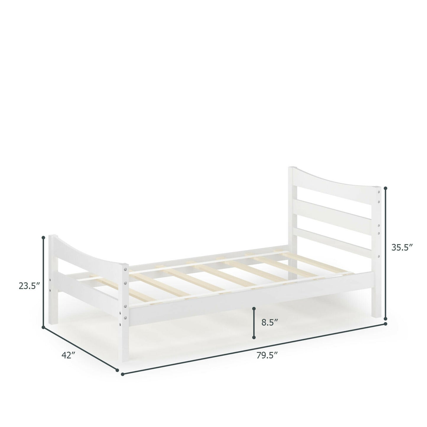 Twin Size Platform Bed Frame Foundation Slat Support , White Simple Bed Frame at Gallery Canada