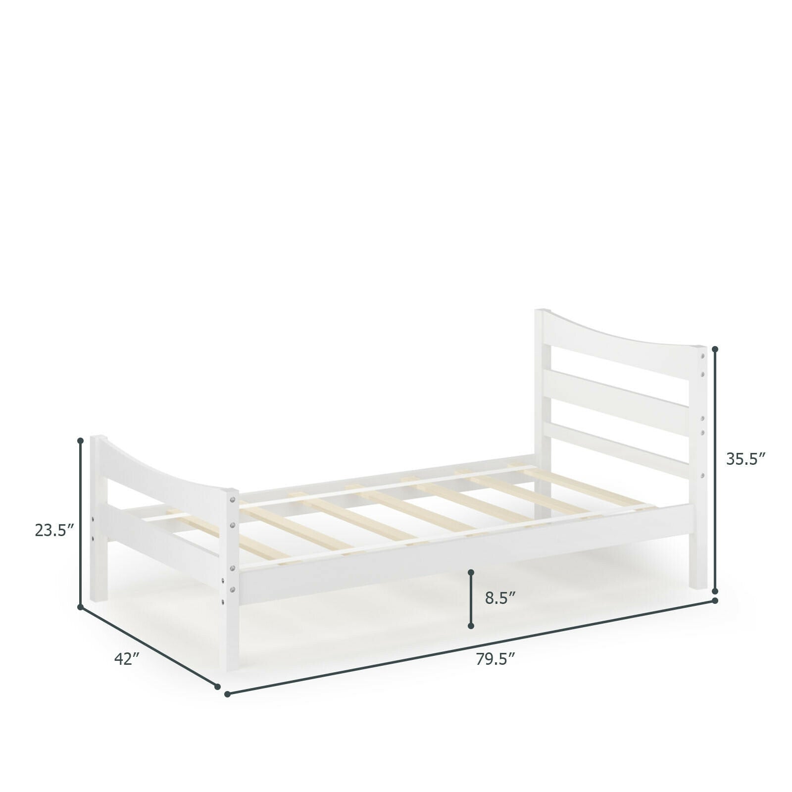 Twin Size Platform Bed Frame Foundation Slat Support , White Simple Bed Frame at Gallery Canada