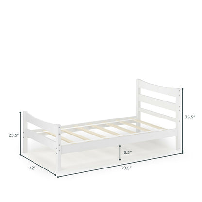 Twin Size Platform Bed Frame Foundation Slat Support , White Simple Bed Frame at Gallery Canada