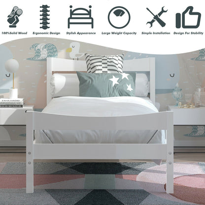 Twin Size Platform Bed Frame Foundation Slat Support , White Simple Bed Frame at Gallery Canada