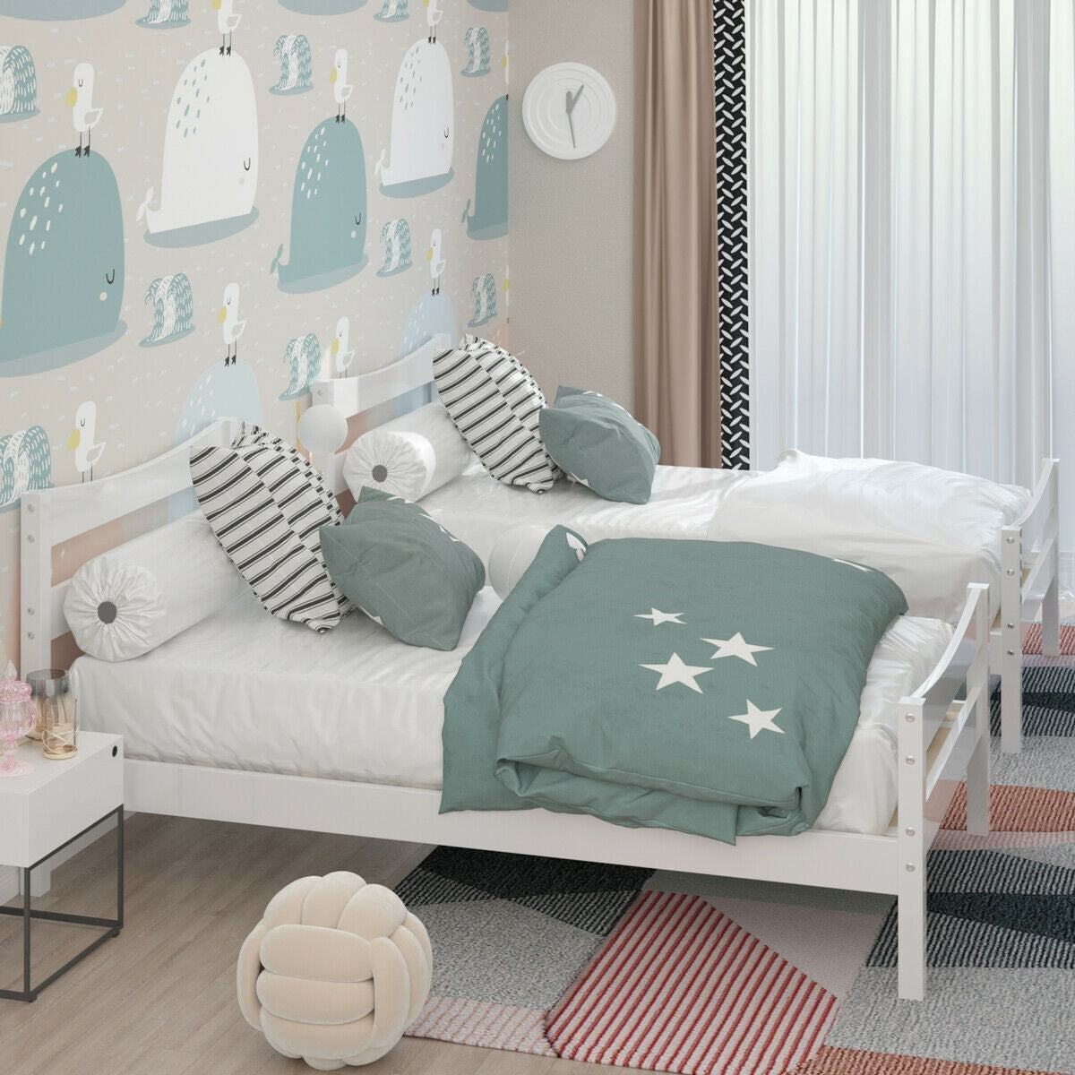 Twin Size Platform Bed Frame Foundation Slat Support , White Simple Bed Frame at Gallery Canada