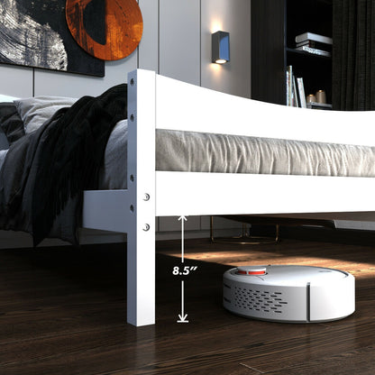 Twin Size Platform Bed Frame Foundation Slat Support , White Simple Bed Frame at Gallery Canada