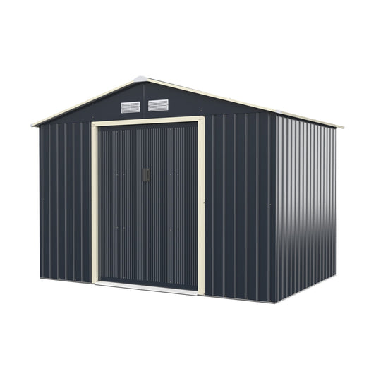 9 x 6 Feet Metal Storage Shed for Garden and Tools, Gray - Gallery Canada