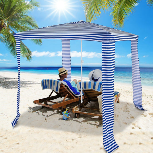 6.6 x 6.6 Feet Foldable and Easy-Setup Beach Canopy With Carry Bag, Navy - Gallery Canada