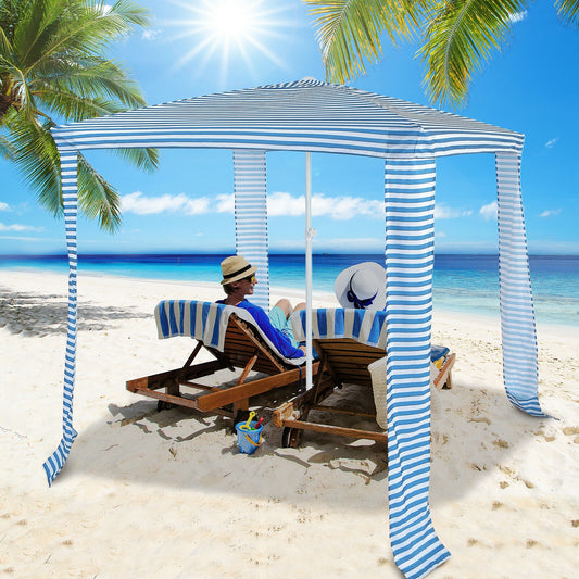 6.6 x 6.6 Feet Foldable Beach Canopy With Carry Bag, Blue Canopies Blue at Gallery Canada
