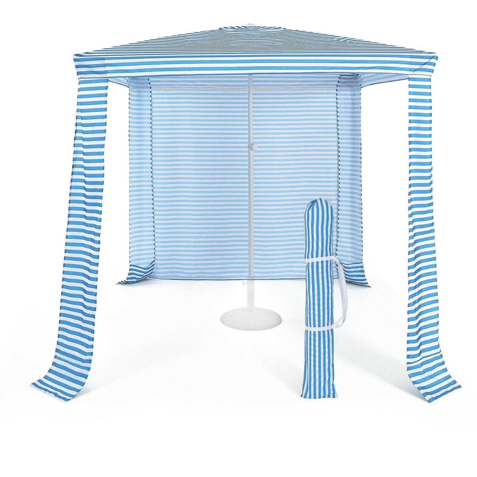 6.6 x 6.6 Feet Foldable Beach Canopy With Carry Bag, Blue Canopies Blue at Gallery Canada