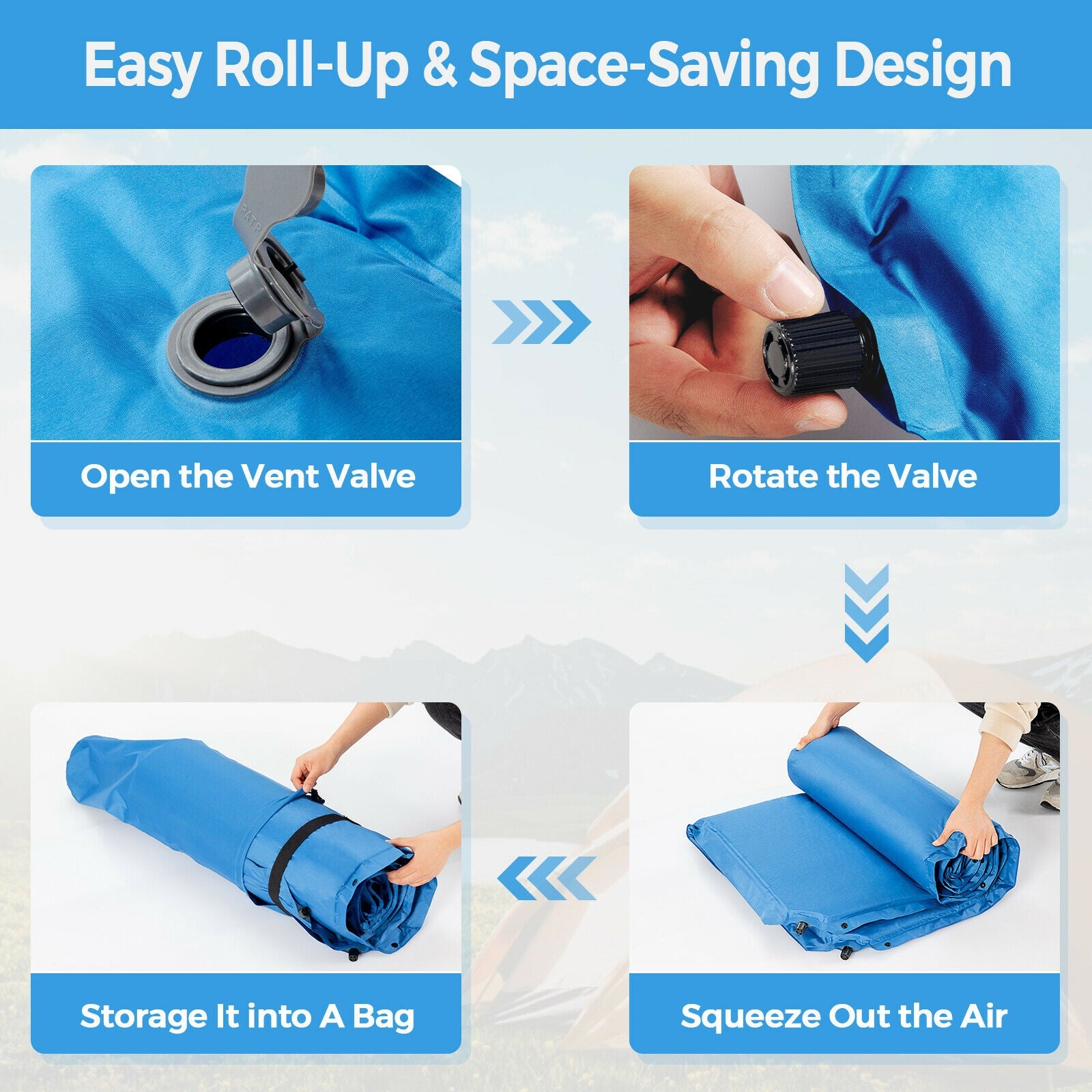 Self-Inflating Camping Sleeping Mat, Blue Air Mattresses & Sleeping Bags at Gallery Canada
