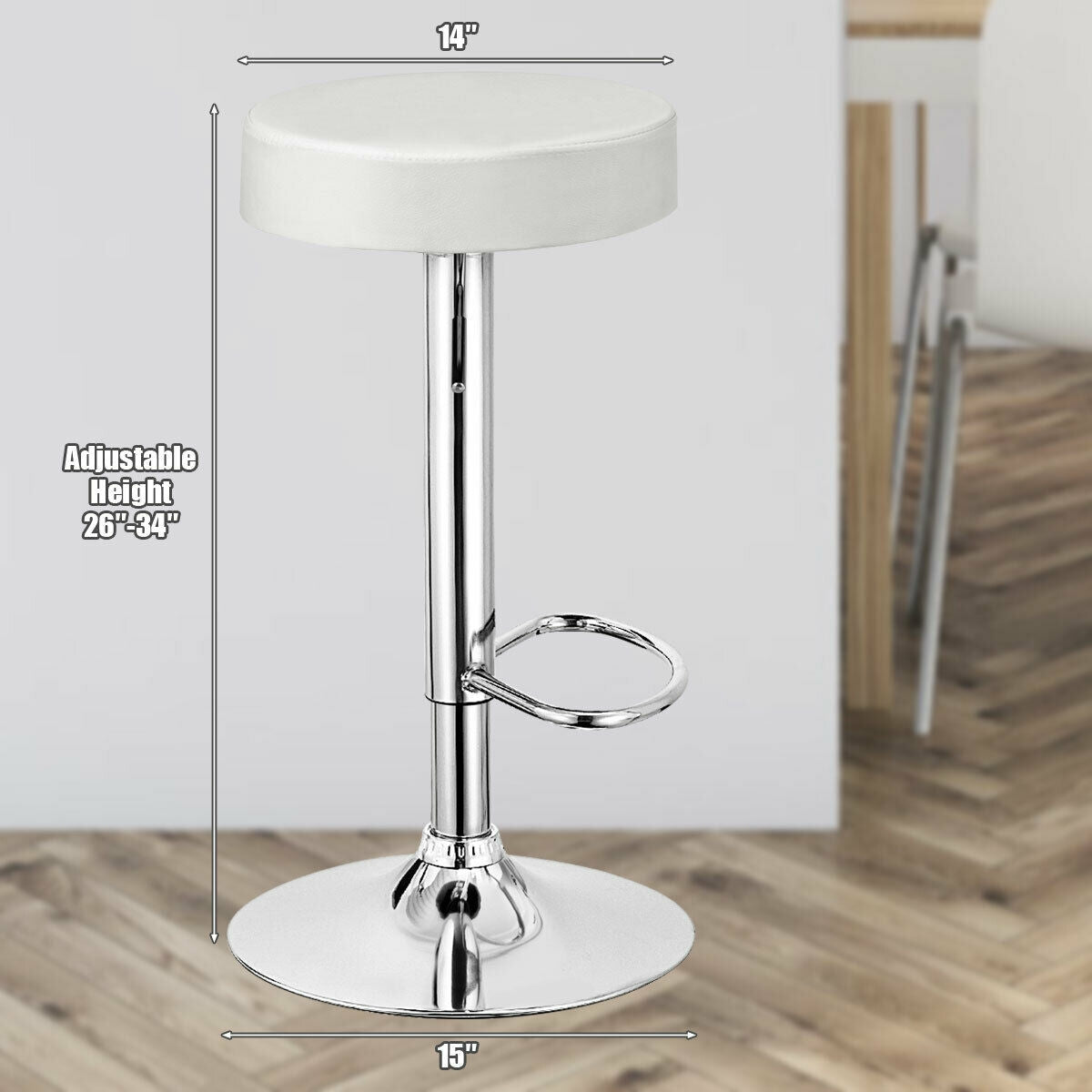 1 PC Round Bar Stool Adjustable Swivel Pub Chair, White Bar Stools at Gallery Canada