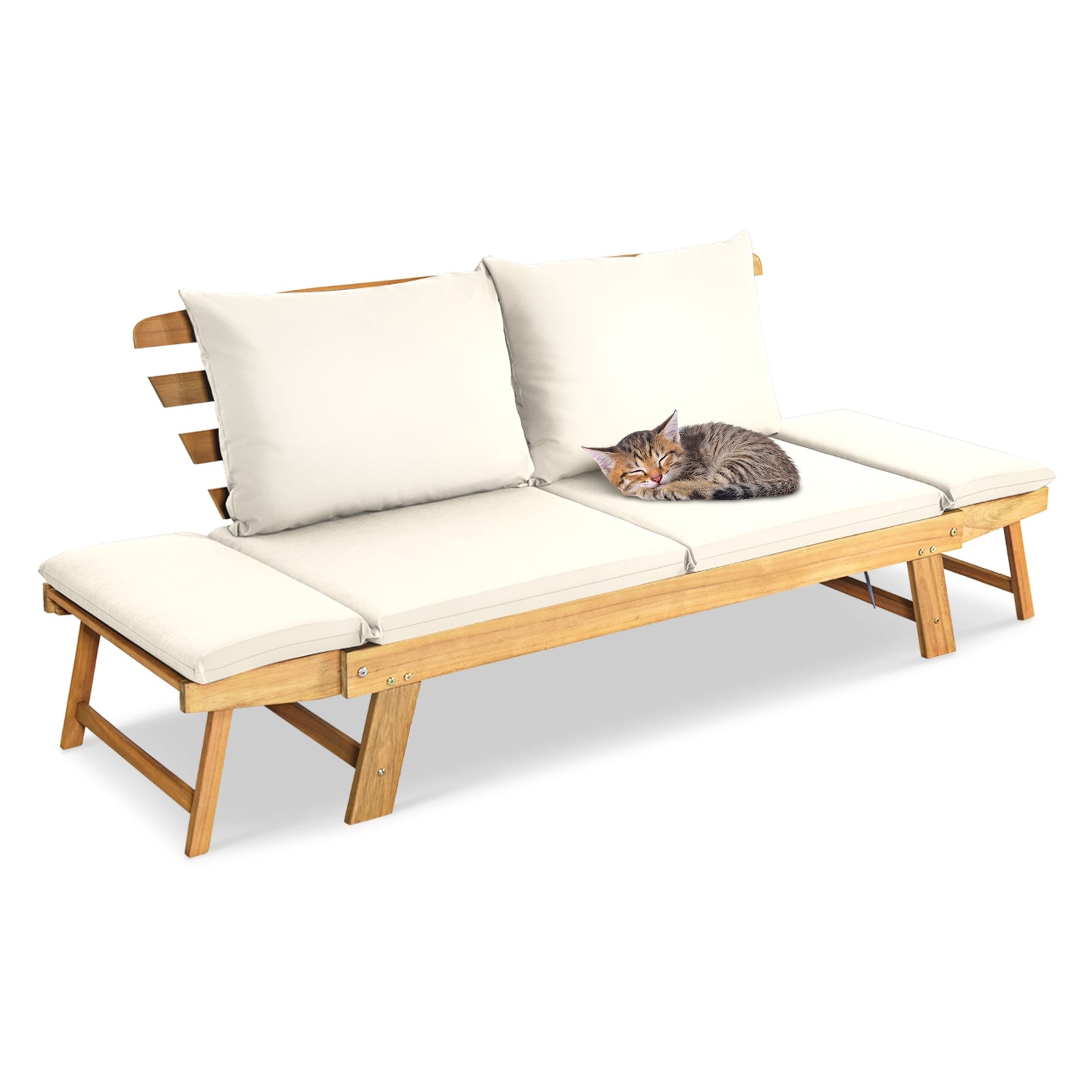 Adjustable Patio Convertible Sofa, Thick Cushion, White Outdoor Benches at Gallery Canada