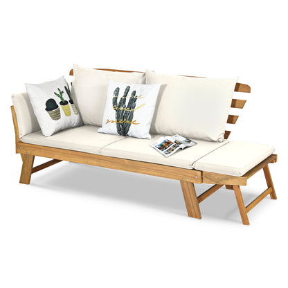 Adjustable Patio Convertible Sofa, Thick Cushion, White Outdoor Benches at Gallery Canada