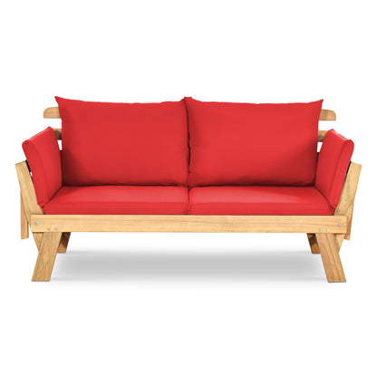 Adjustable Patio Convertible Sofa with Thick Cushion, Red Outdoor Benches at Gallery Canada