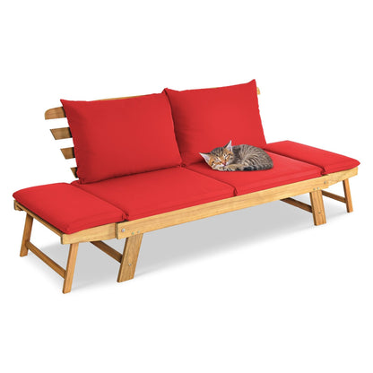 Adjustable Patio Convertible Sofa with Thick Cushion, Red - Gallery Canada