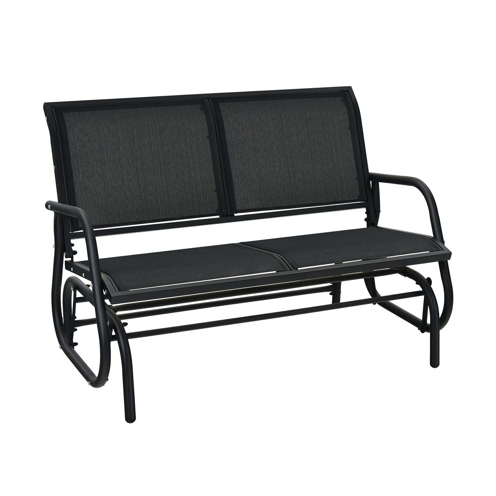 Swing Glider Chair 48 Inch Loveseat Rocker Lounge Backyard, Black Patio Rocking Chairs & Gliders at Gallery Canada