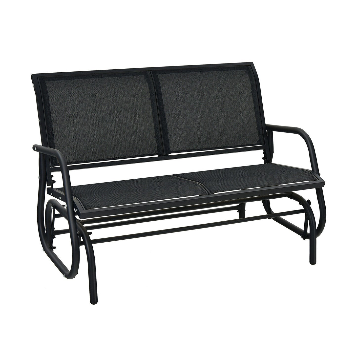 Swing Glider Chair 48 Inch Loveseat Rocker Lounge Backyard, Black Patio Rocking Chairs & Gliders at Gallery Canada
