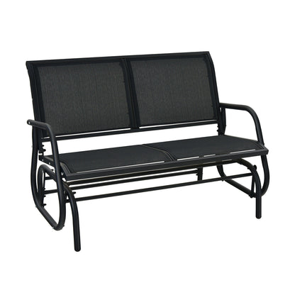 Swing Glider Chair 48 Inch Loveseat Rocker Lounge Backyard, Black Patio Rocking Chairs & Gliders at Gallery Canada