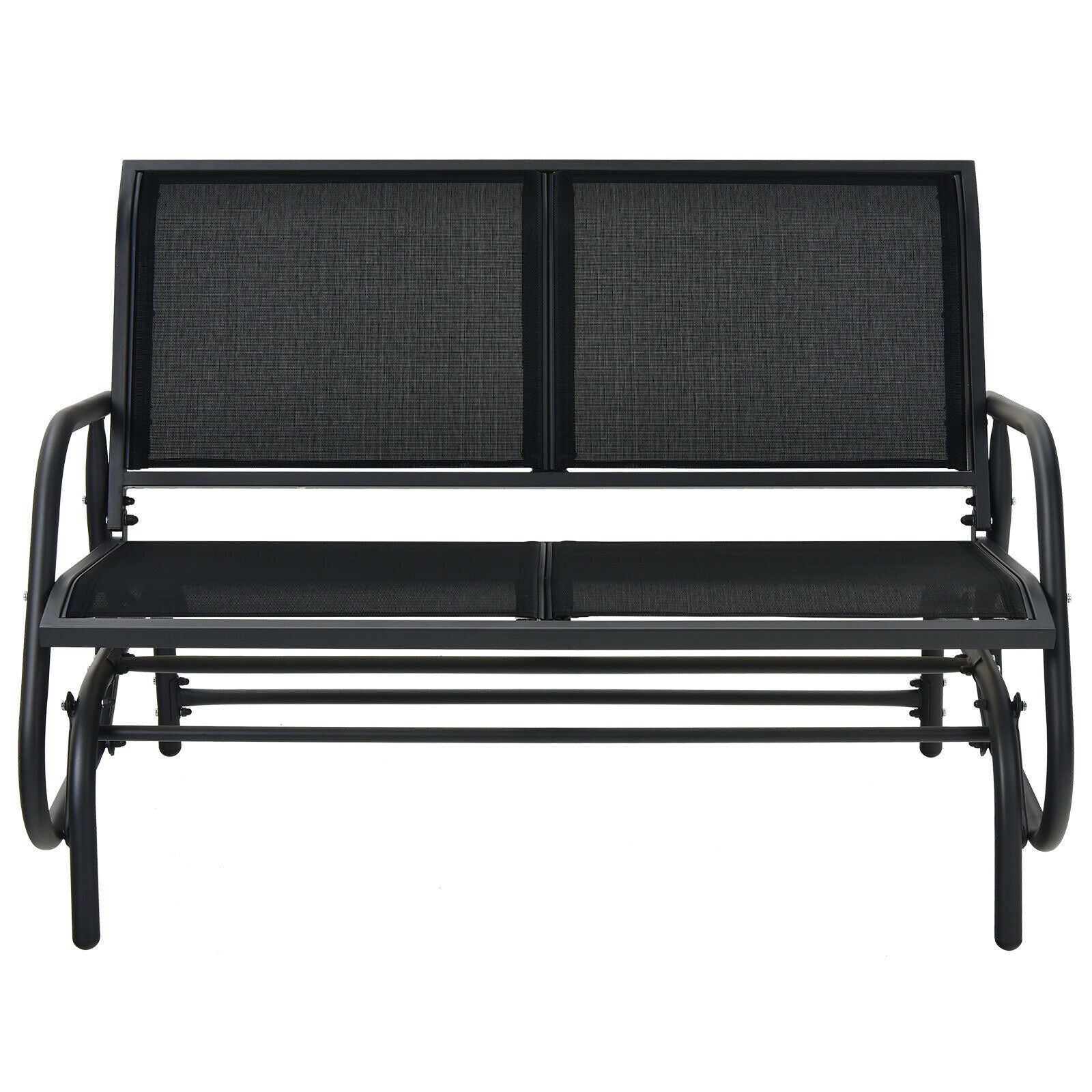 Swing Glider Chair 48 Inch Loveseat Rocker Lounge Backyard, Black Patio Rocking Chairs & Gliders at Gallery Canada
