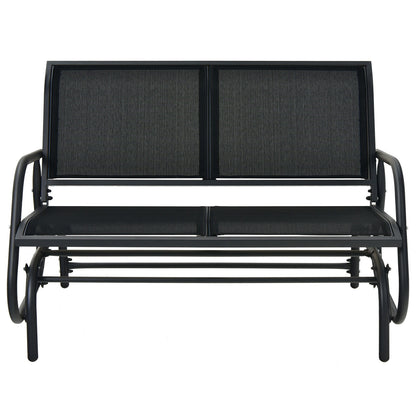 Swing Glider Chair 48 Inch Loveseat Rocker Lounge Backyard, Black Patio Rocking Chairs & Gliders at Gallery Canada
