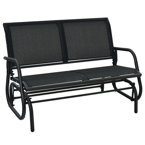 Swing Glider Chair 48 Inch, Loveseat Rocker, Backyard Lounge, Black