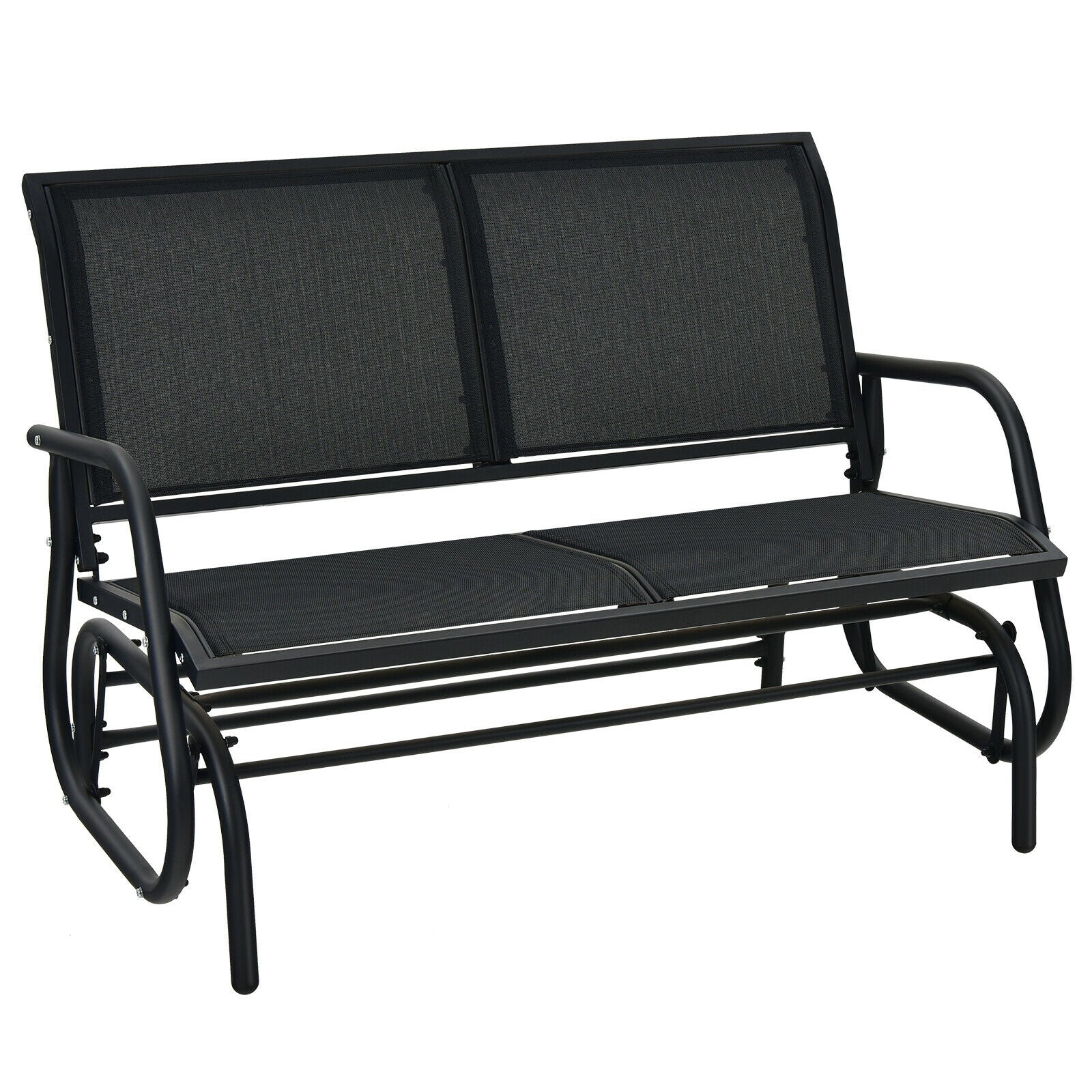 Swing Glider Chair 48 Inch Loveseat Rocker Lounge Backyard, Black Patio Rocking Chairs & Gliders at Gallery Canada