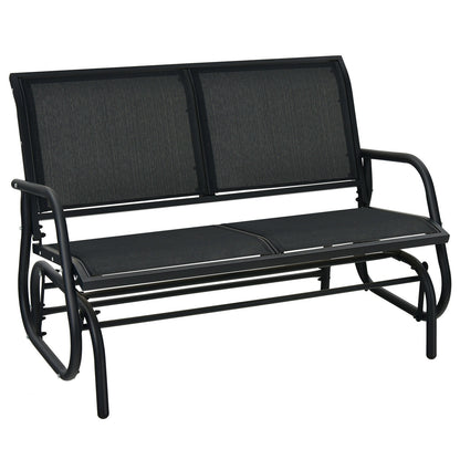 Swing Glider Chair 48 Inch Loveseat Rocker Lounge Backyard, Black Patio Rocking Chairs & Gliders at Gallery Canada