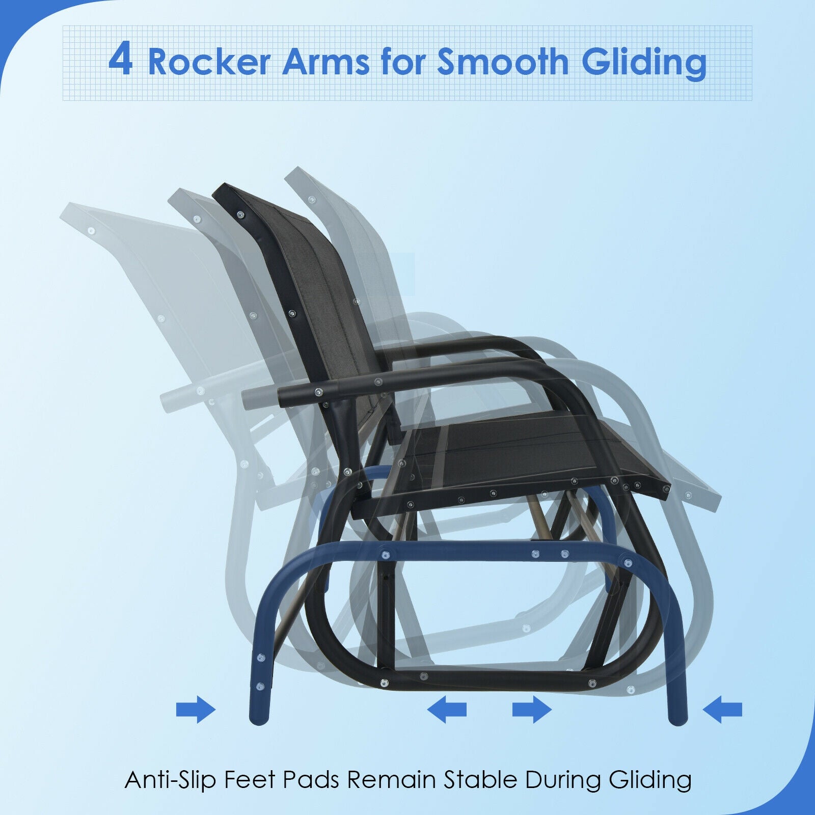 Swing Glider Chair 48 Inch, Loveseat Rocker, Backyard Lounge, Black Patio Rocking Chairs & Gliders at Gallery Canada