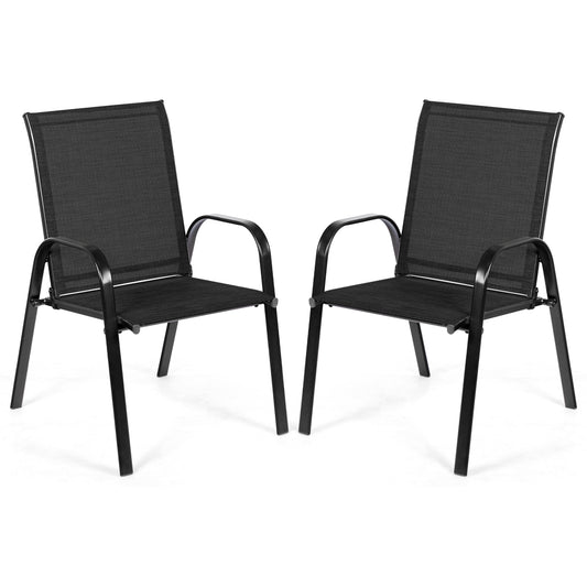Patio Outdoor Dining Chair, 2 Pieces, Black
