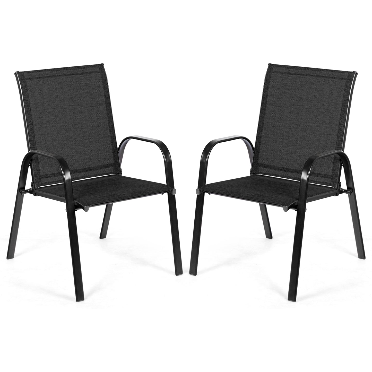 2 Pieces Patio Outdoor Dining Chair with Armrest, Black Patio Dining Chairs Black at Gallery Canada