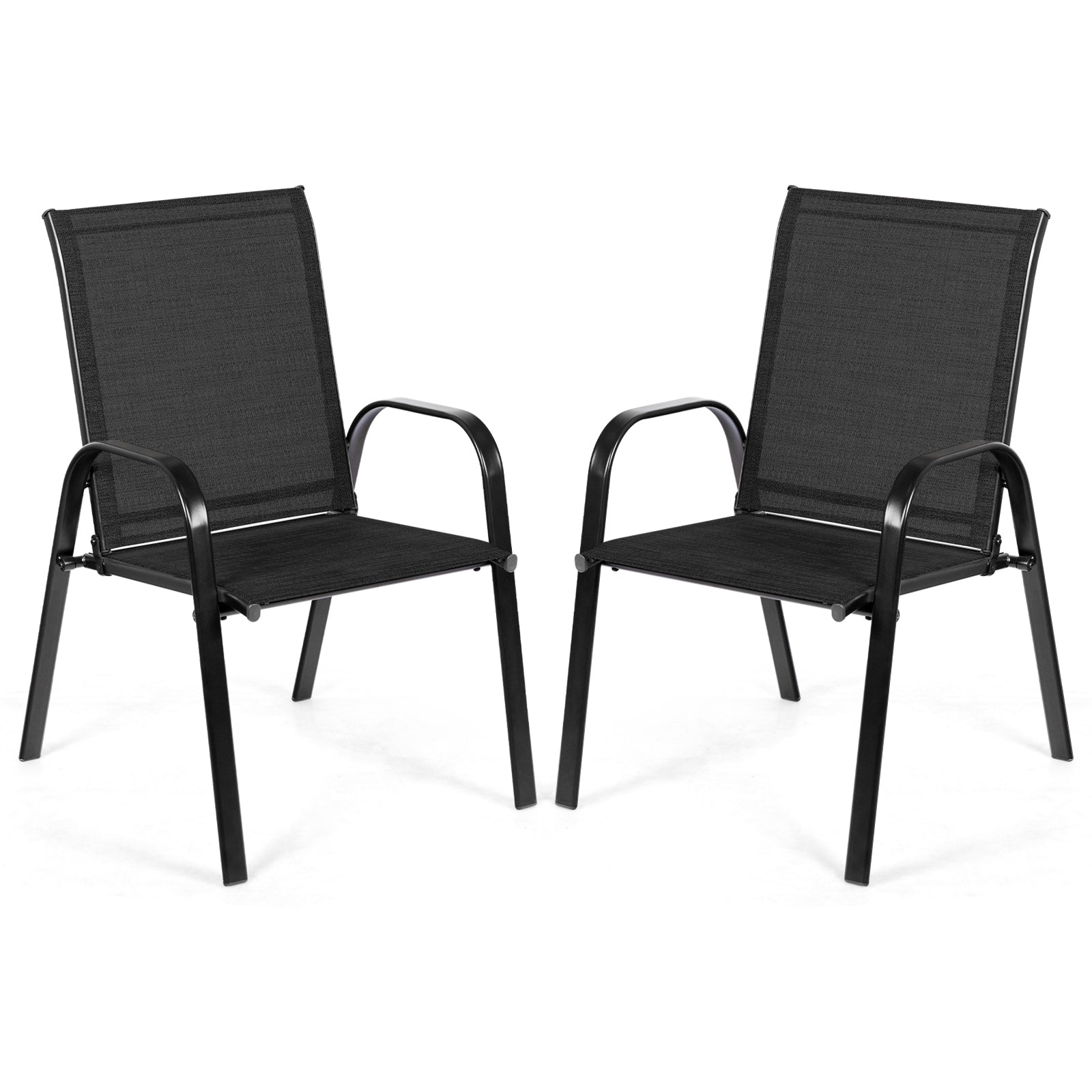 2 Pieces Patio Outdoor Dining Chair with Armrest, Black Patio Dining Chairs Black at Gallery Canada