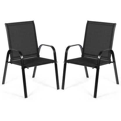 2 Pieces Patio Outdoor Dining Chair with Armrest, Black Patio Dining Chairs Black at Gallery Canada
