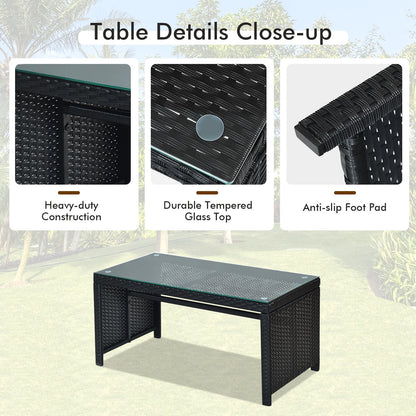 4 Piece Rattan Patio Set, Weather Resistant Cushions, Tempered Glass Tabletop, Red Patio Conversation Sets at Gallery Canada