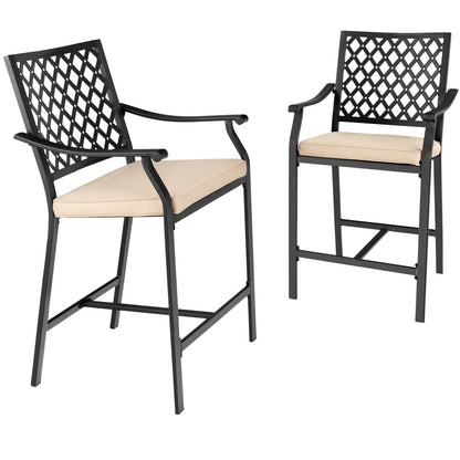 Patio Bar Stool, 2 Pieces, With Height Cushion And Armrest, Black Patio Bar Furniture Black at Gallery Canada