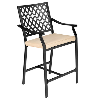 2 Pieces Patio Bar Stool with Height Cushion and Armrest, Black Patio Bar Furniture at Gallery Canada