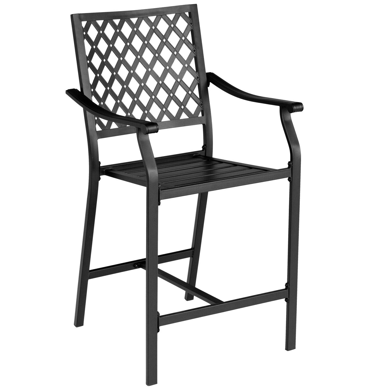 2 Pieces Patio Bar Stool with Height Cushion and Armrest, Black Patio Bar Furniture at Gallery Canada