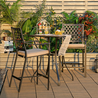 3 Piece Patio Bar Set, 2 Bar Stools, 1 Square Table, Beige Patio Dining Sets at Gallery Canada