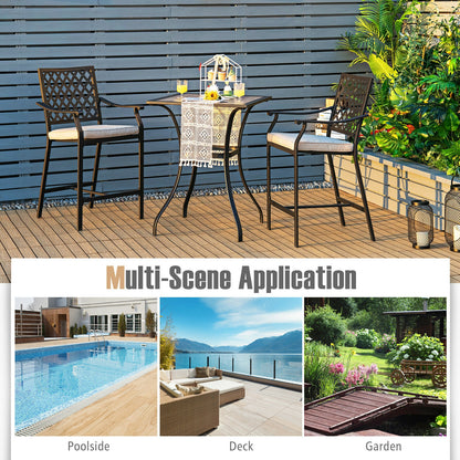 3 Piece Patio Bar Set, 2 Bar Stools, 1 Square Table, Beige Patio Dining Sets at Gallery Canada