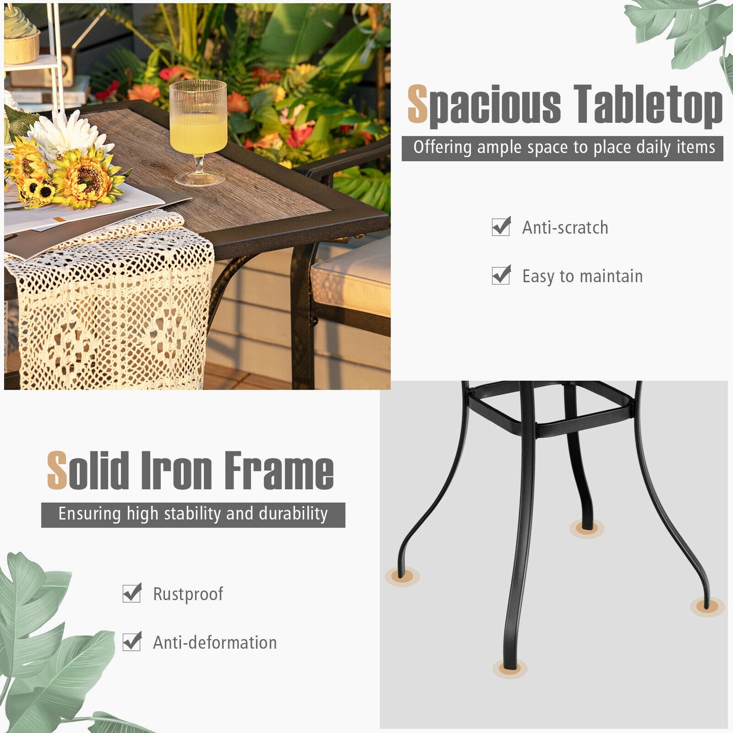 3 Piece Patio Bar Set, 2 Bar Stools, 1 Square Table, Beige Patio Dining Sets at Gallery Canada
