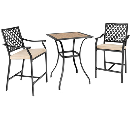 3 Piece Patio Bar Set, 2 Bar Stools, 1 Square Table, Beige Patio Dining Sets at Gallery Canada