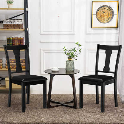 Set Of 2 Dining Chairs, Rubber Wood Frame, Upholstered Padded Seat, Black Dining Chairs at Gallery Canada