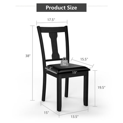 Set Of 2 Dining Chairs, Rubber Wood Frame, Upholstered Padded Seat, Black Dining Chairs at Gallery Canada